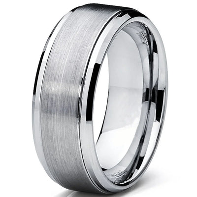 Metal Masters Mens Tungsten Ring Wedding Band Raised Brushed Finish 9mm