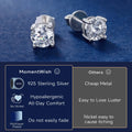 MomentWish 1 Carat Round Brilliant Cut Moissanite Stud Earrings D Color VVS1 Simulated Diamond Sterling Silver Earrings Gift for Women