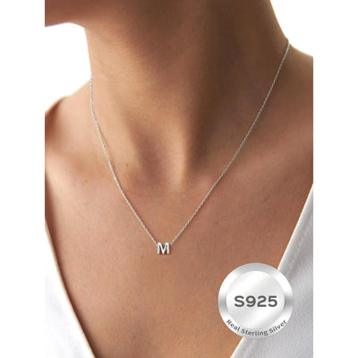 ChicSilver Initial Necklaces for Women 26 Letter Alphabet A-Z Pendant Necklace in Sterling Silver Birthday Jewelry Gifts
