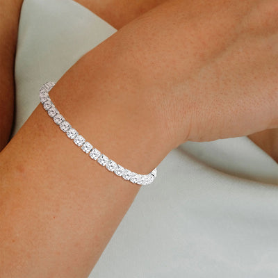 APSVO 18K White Gold Plated Tennis Bracelet with CZ Crystals 925 Sterling Silver Bracelets for Women Mom Wife April Birthstone Bracelet Birthday Mother's Day Jewelry Gifts for Her